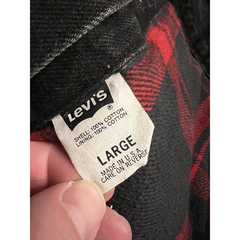 Levis Vintage Jacket Large Black Type 3 Denim 70427 Flannel Lined 1990s Rare - Picture 5 of 8